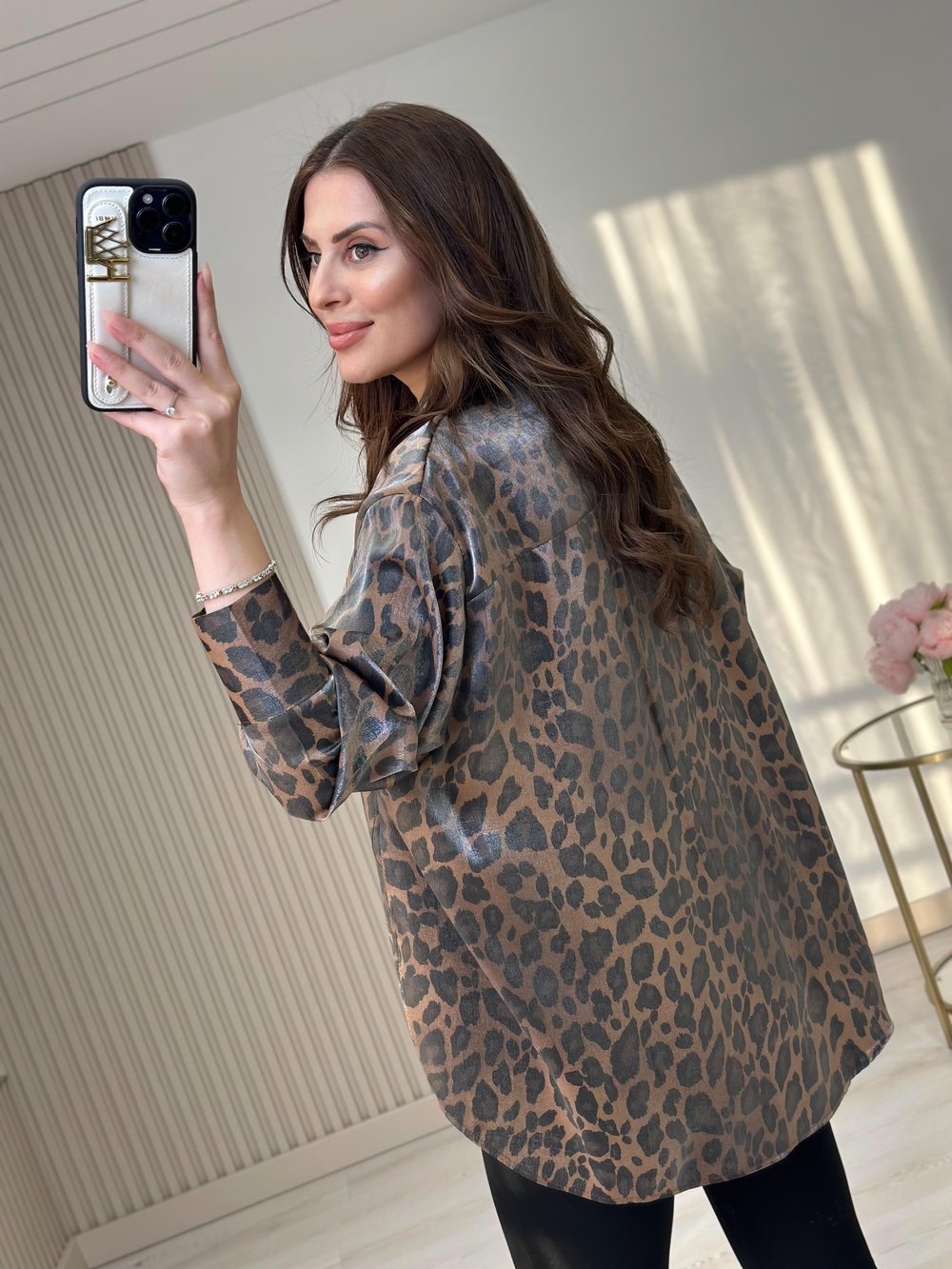 Leopar Desen Oversıze Gömlek