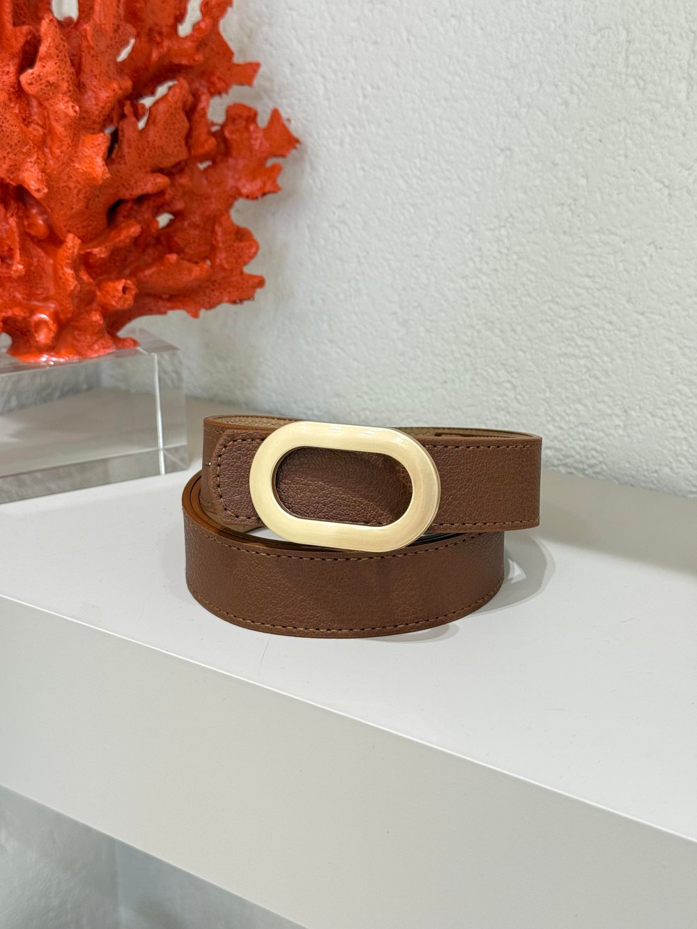 Mat Gold Tokalı Oval Kemer Taba 