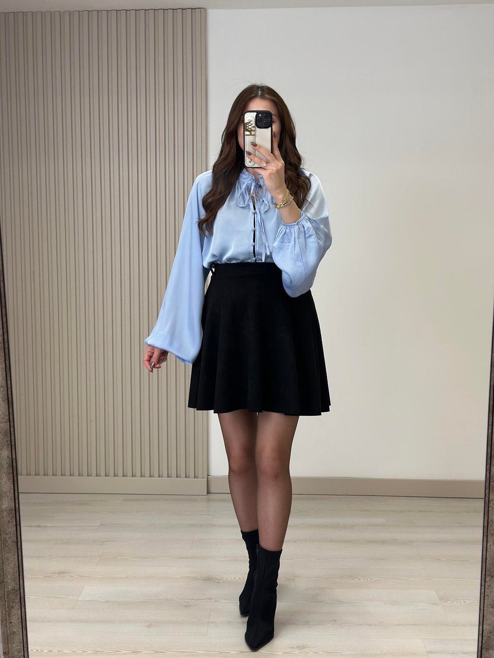 Pamuk Saten Yakası Bağcıklı Gömlek Bebe Mavi