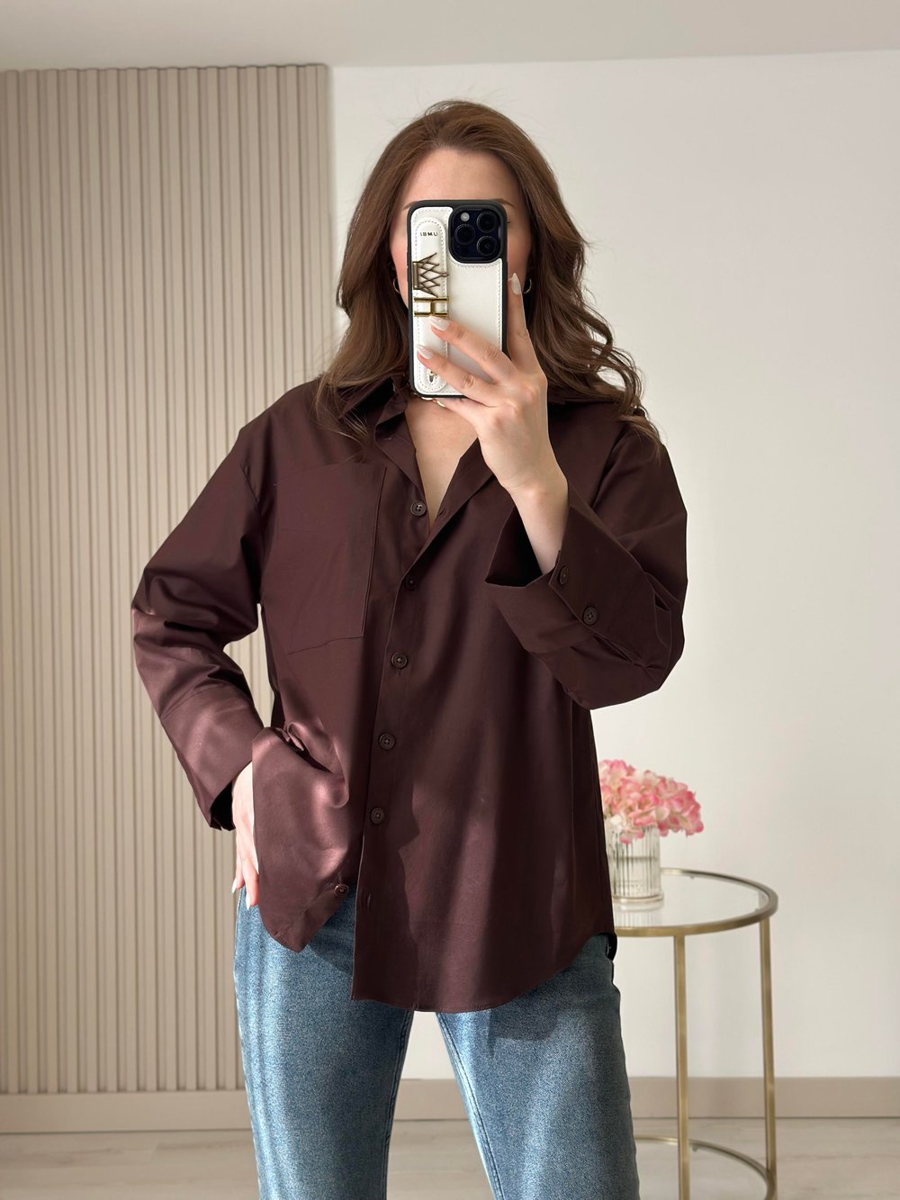 Premium Kalite Poplin Oversıze Gömlek Kahve
