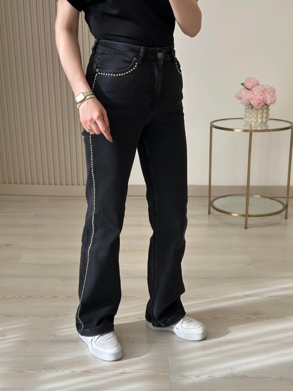 Straight Cepleri Yanları Zımbalı Jean Füme