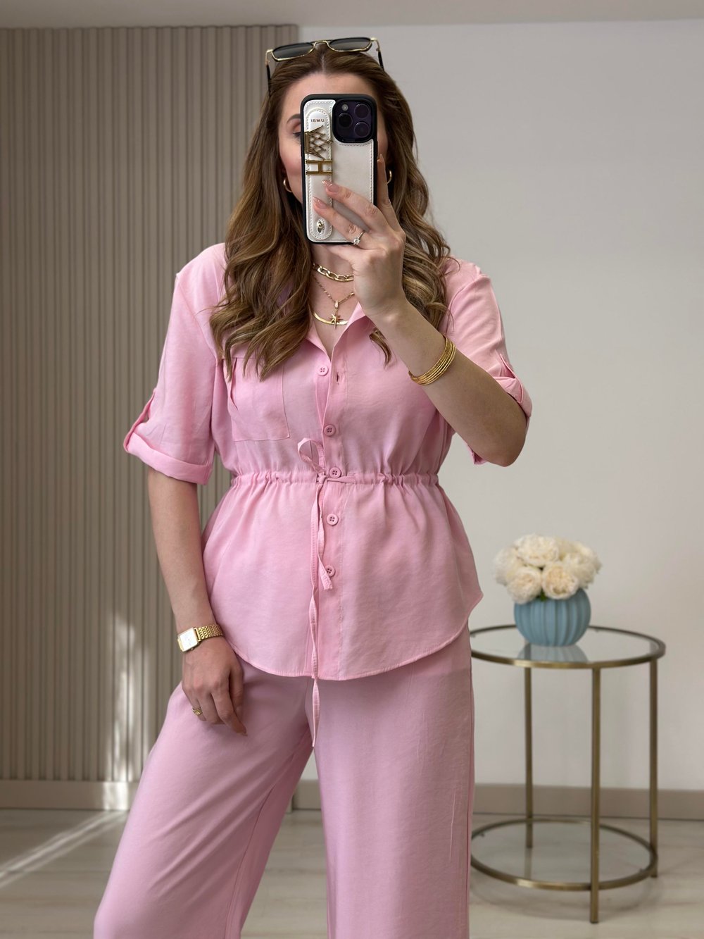 Tiril Beli Bağcıklı Takım Pembe