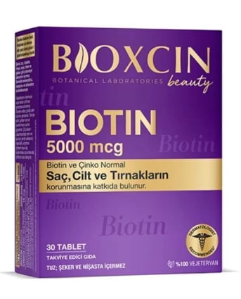 Bioxcin Biotin 5.000 Mcg 30 Tablet - Biotin Çinko 15 Mg Saç Ve Tırnak Vitamini