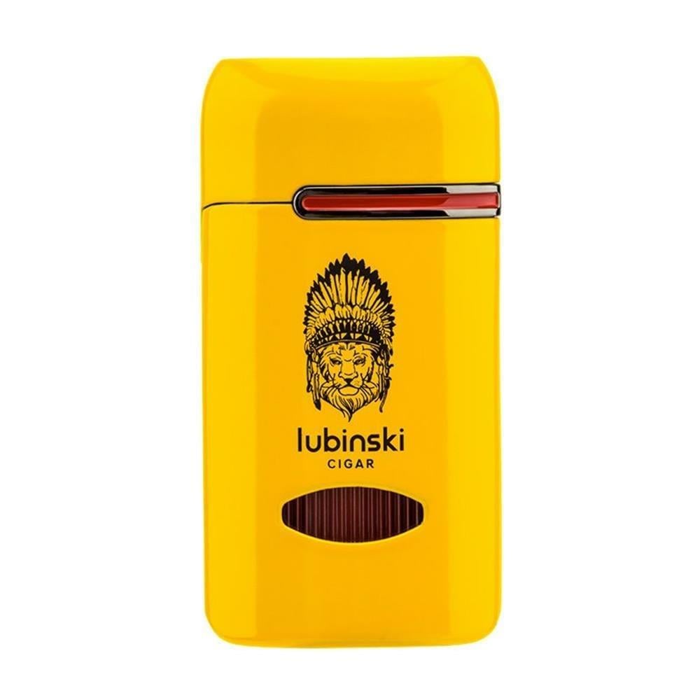 Lubinski Lion Kapaklı Delicili Tek Torch Puro Çakmağı Sarı