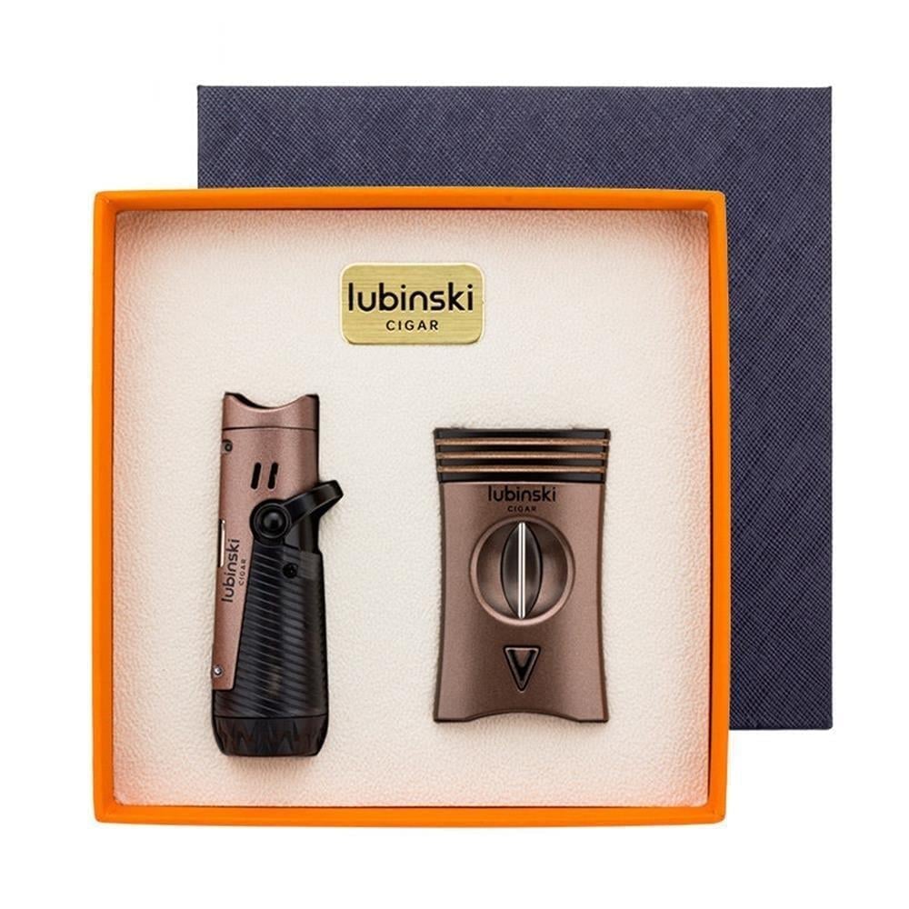 Lubinski Yeni Seri Çakmak Ve Kesici Puro Seti Bronz