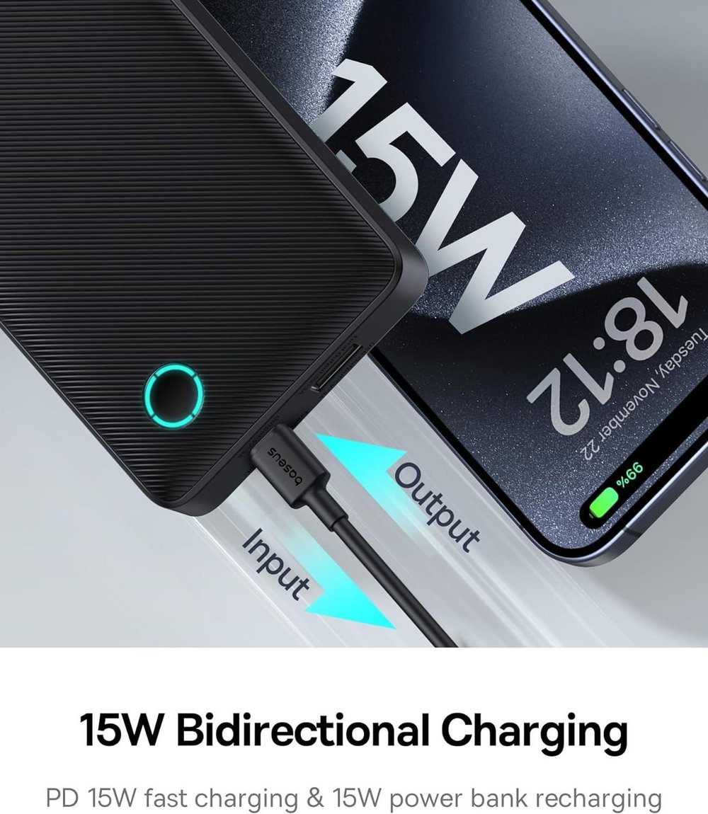 BASEUS Airpow Lite Power 10.000mAh 15W Taşınabilir Şarj Cihazı - Siyah