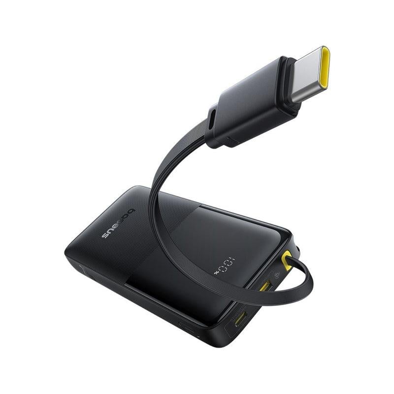 Baseus Bipow 2 10.000 mAh 20W Entegre USB-C Kablolu Powerbank – Siyah