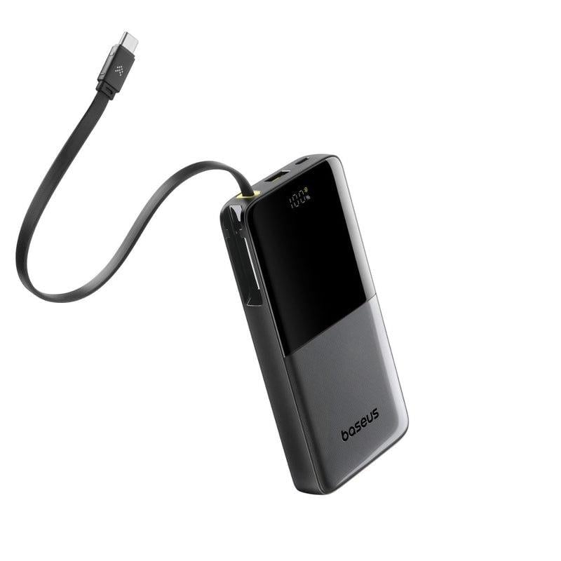 Baseus Bipow 2 10.000 mAh 20W Entegre USB-C Kablolu Powerbank – Siyah