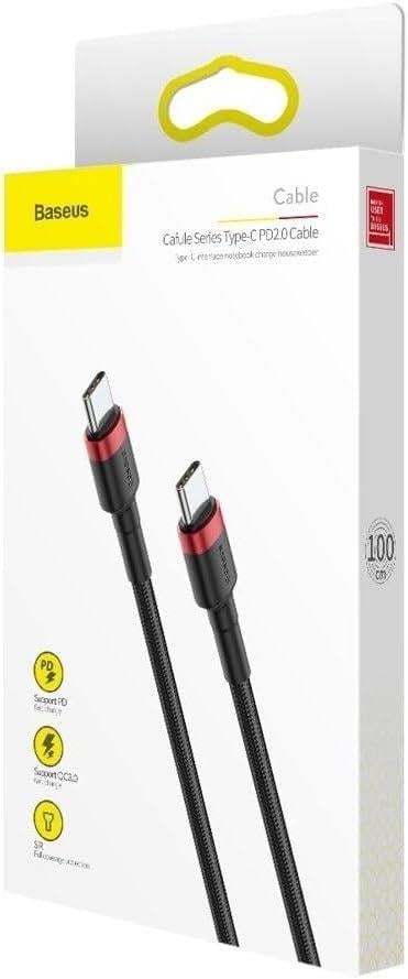 BASEUS Cafule PD 2.0 60W 3A 1M Type-C Kablo - Siyah