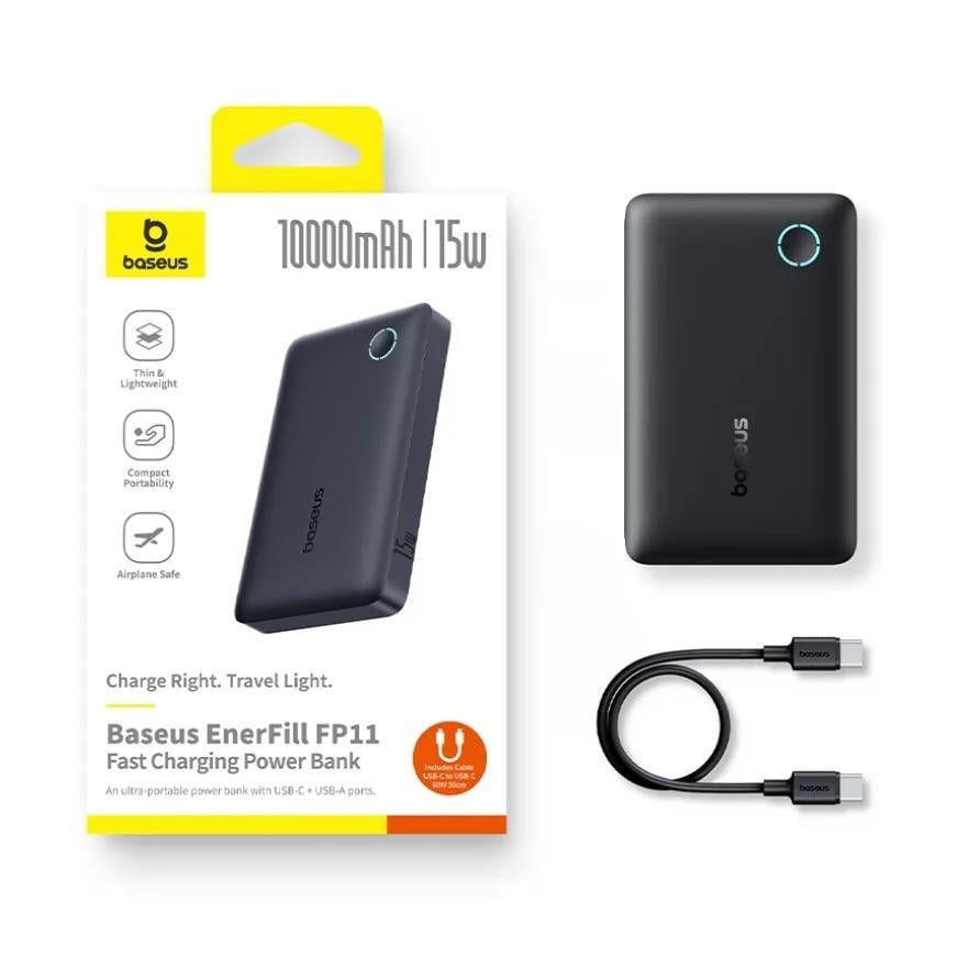 Baseus Enerfill FP11 10.000 mAh 15W Powerbank – Siyah