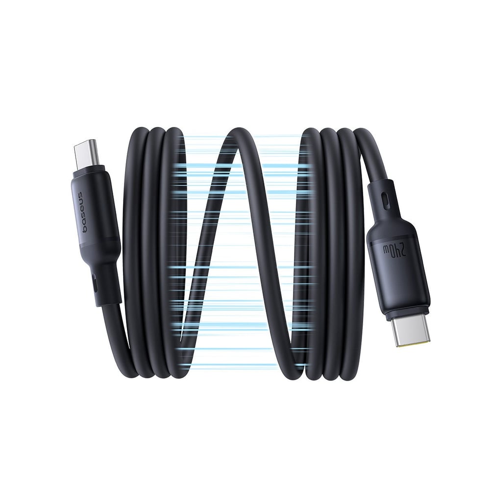 Baseus PicoGo 240W USB-C to USB-C 1 Metre Manyetik Silikon Hızlı Şarj ve Data Kablosu - Siyah