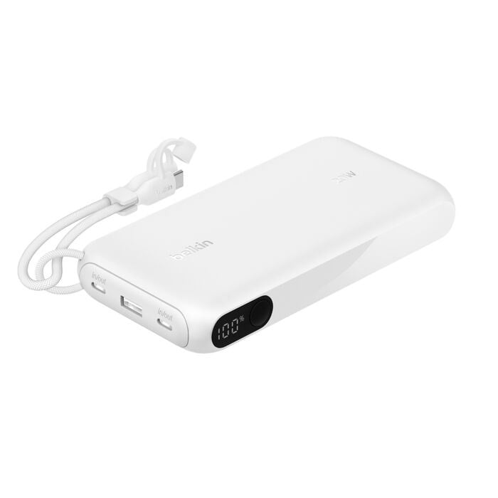 Belkin BPB028HQWH BoostCharge 20000mAh 20W PD 3 Port Ekranlı Powerbank - Beyaz