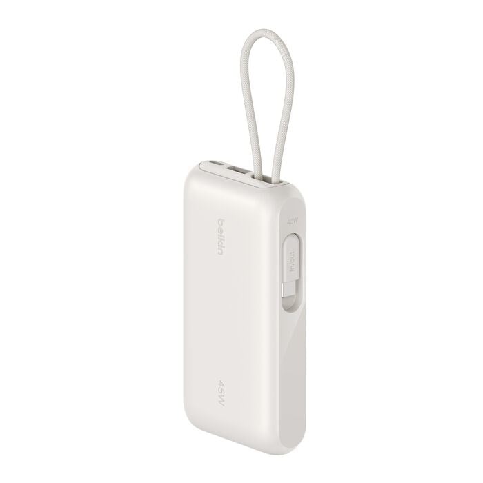Belkin BPB029HQSA UltraCharge 10000mAh 45W Dahili USB-C Kablolu Dijital Göstergeli Powerbank - Kum Rengi