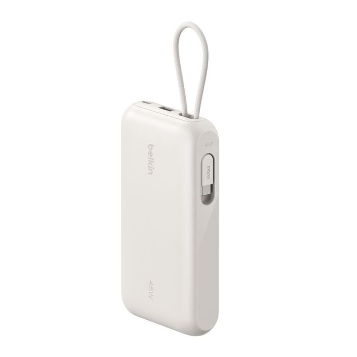 Belkin BPB030HQSA UltraCharge 20000mAh 45W Dahili USB-C Kablolu Dijital Göstergeli Powerbank - Kum Rengi