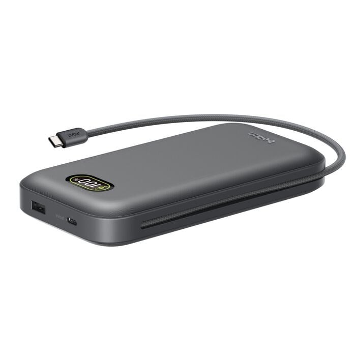 Belkin BPB040HQCH UltraCharge Pro 27.000mAh 240W Dahili USB-C Kablolu Dijital Göstergeli Laptop Powerbank - Antrasit