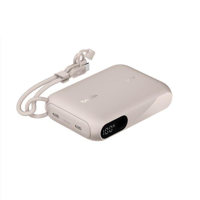 Belkin BPB027HQSD BoostCharge 10.000 mAh 20W USB-C Powerbank Dijital Göstergeli Taşınabilir Şarj Cihazı - Kum Rengi