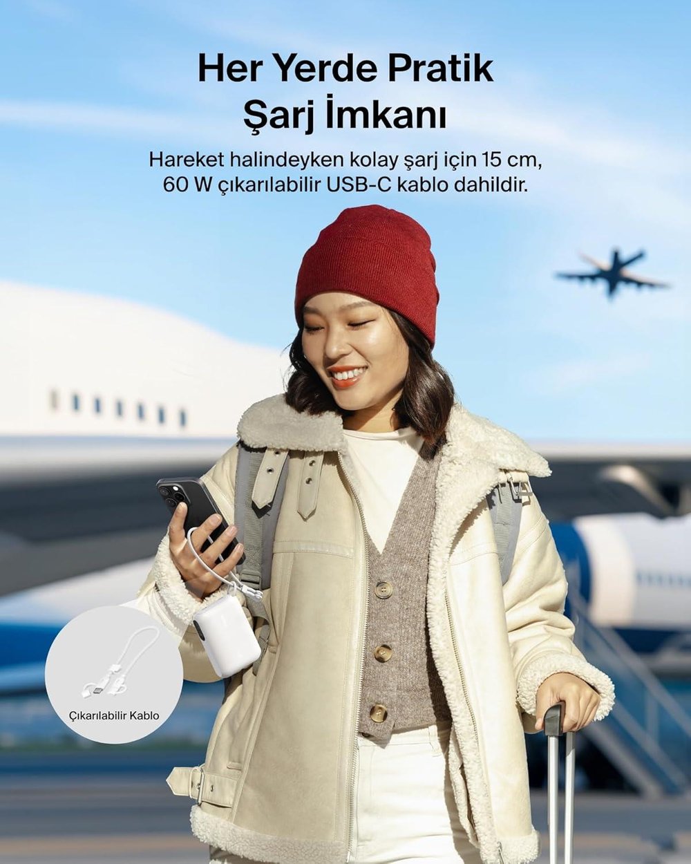 Belkin BPB027HQWH BoostCharge 10.000 mAh 20W USB-C Powerbank Dijital Göstergeli Taşınabilir Şarj Cihazı - Beyaz