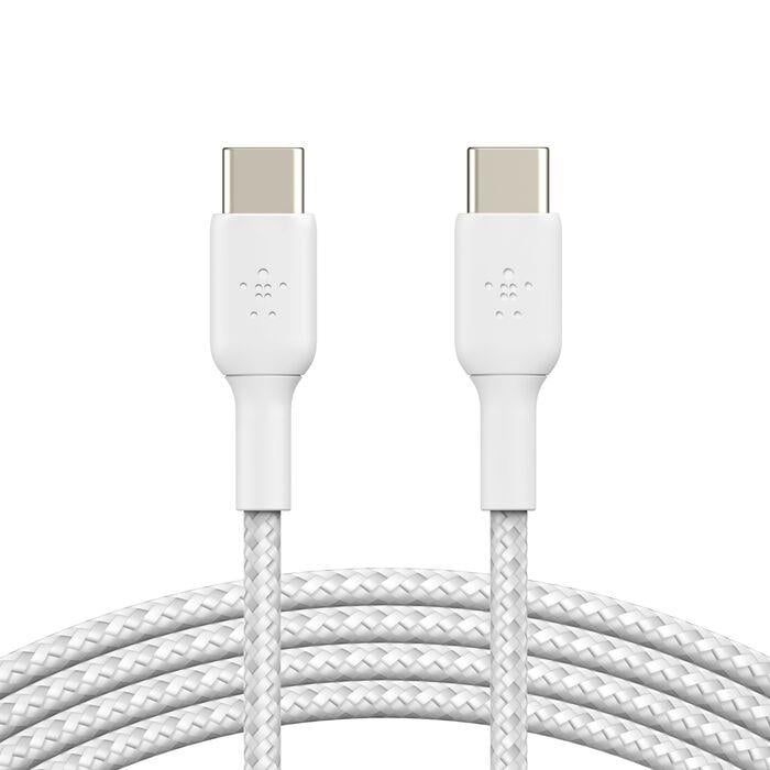 Belkin CAB004BT1MWH BoostCharge 60W USB-C to USB-C 1M Örgülü Şarj Kablosu – Beyaz