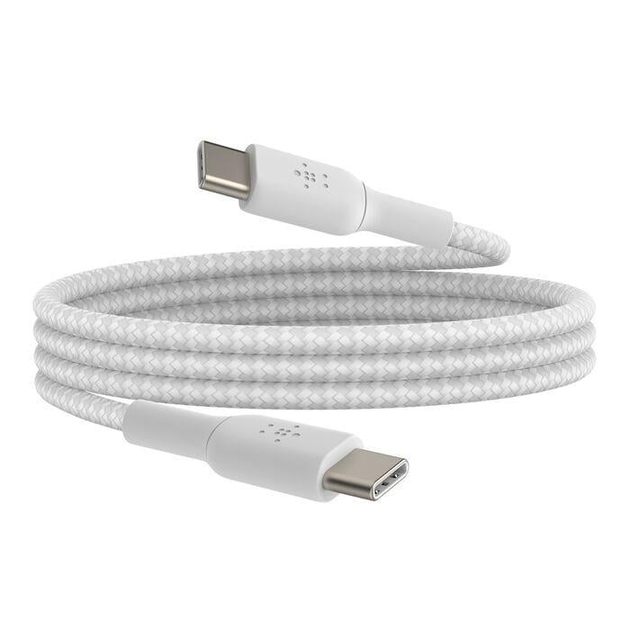 Belkin CAB004BT1MWH BoostCharge 60W USB-C to USB-C 1M Örgülü Şarj Kablosu – Beyaz