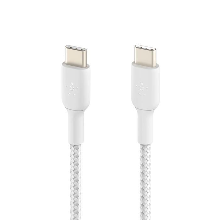 Belkin CAB004BT1MWH BoostCharge 60W USB-C to USB-C 1M Örgülü Şarj Kablosu – Beyaz