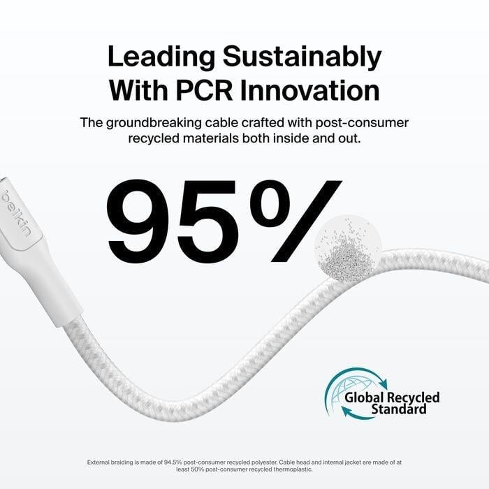 Belkin CAB025HQ2MWH Boostcharge Pro 240W Usb-C To Usb-C Örgülü Kablo 2M - Beyaz