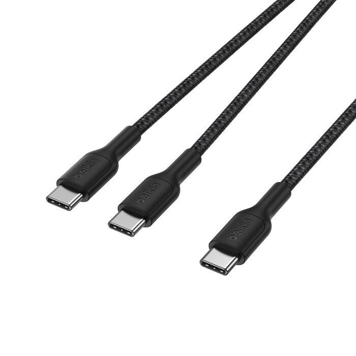 Belkin CAC004HQ1.5MBK Boostcharge Pro 140W Usb-C To Dual Usb-C Örgülü Kablo 1.5M - Siyah