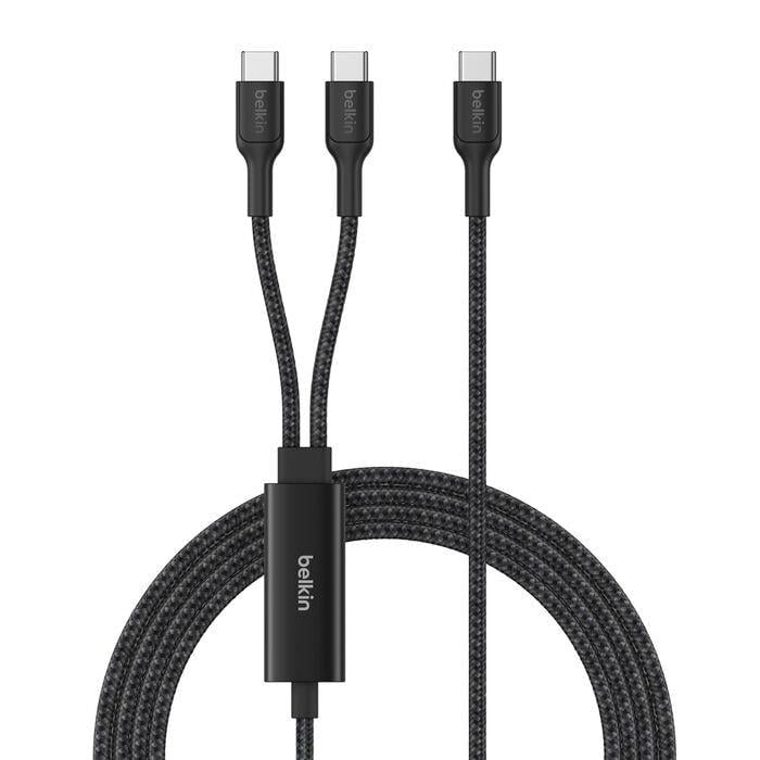 Belkin CAC004HQ1.5MBK Boostcharge Pro 140W Usb-C To Dual Usb-C Örgülü Kablo 1.5M - Siyah