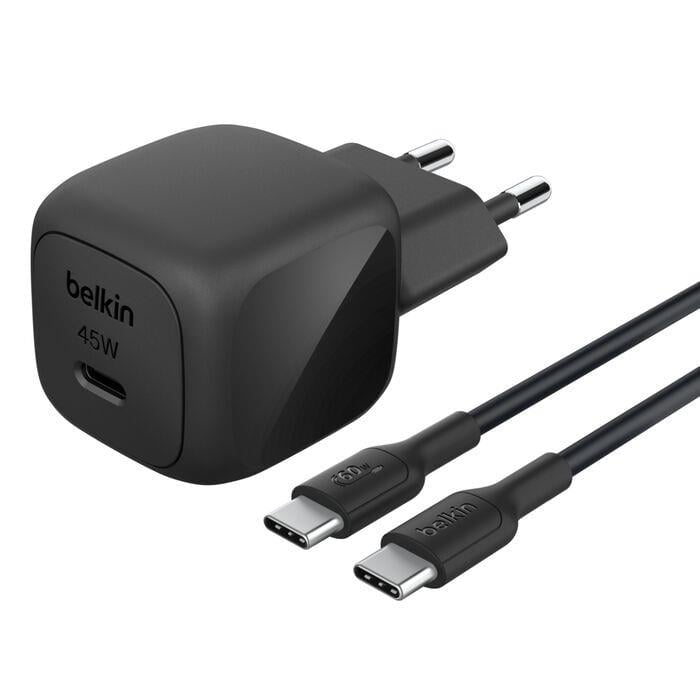 Belkin WCA013KQ1MBK-B6 BoostCharge 45W USB-C Hızlı Şarj Aleti + USB-C Kablo - Siyah
