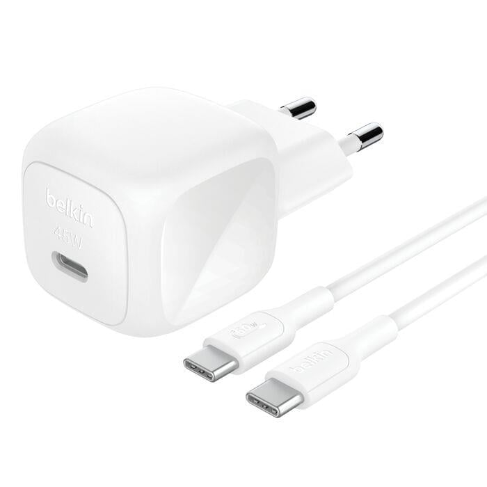 Belkin WCA013KQ1MWH-B6 BoostCharge 45 W USB-C Hızlı Şarj Aleti + USB-C Kablo – Beyaz