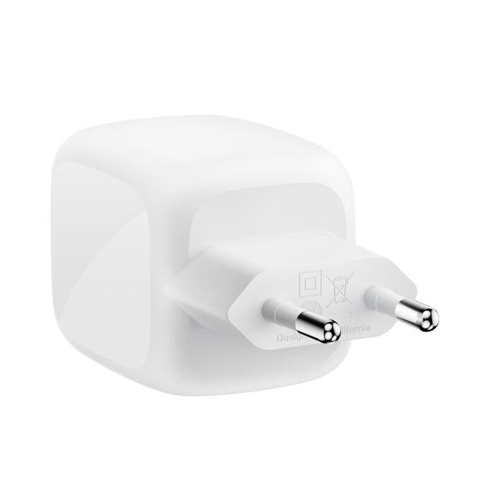 Belkin WCH020KQ2MWH-B6 BoostCharge Pro 2-Port USB-C GaN 67W Şarj Adaptörü + USB-C Kablosu – Beyaz