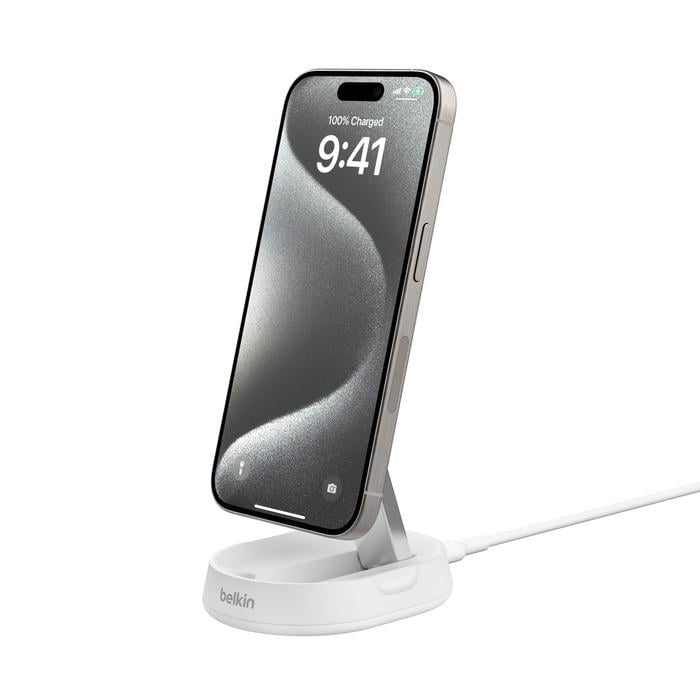 Belkin WIA008BTBK Boostcharge Pro Magsafe Katlanır Qi2 15W Şarj Standı-Beyaz