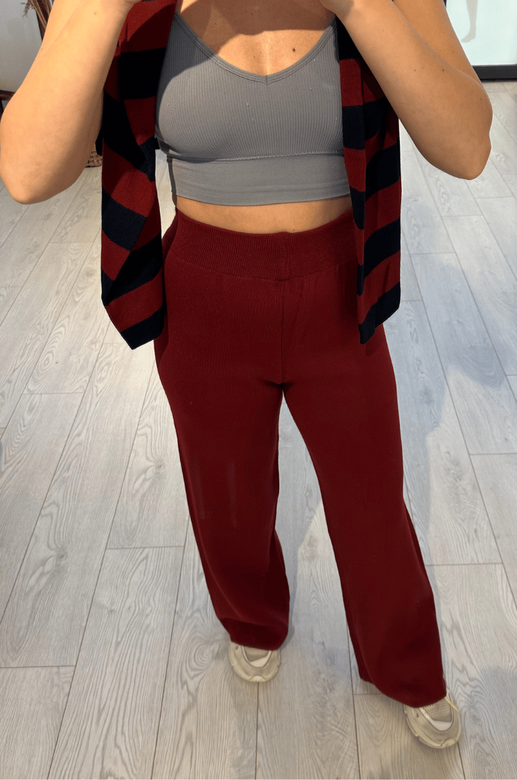Basic Bordo Triko Pantolon