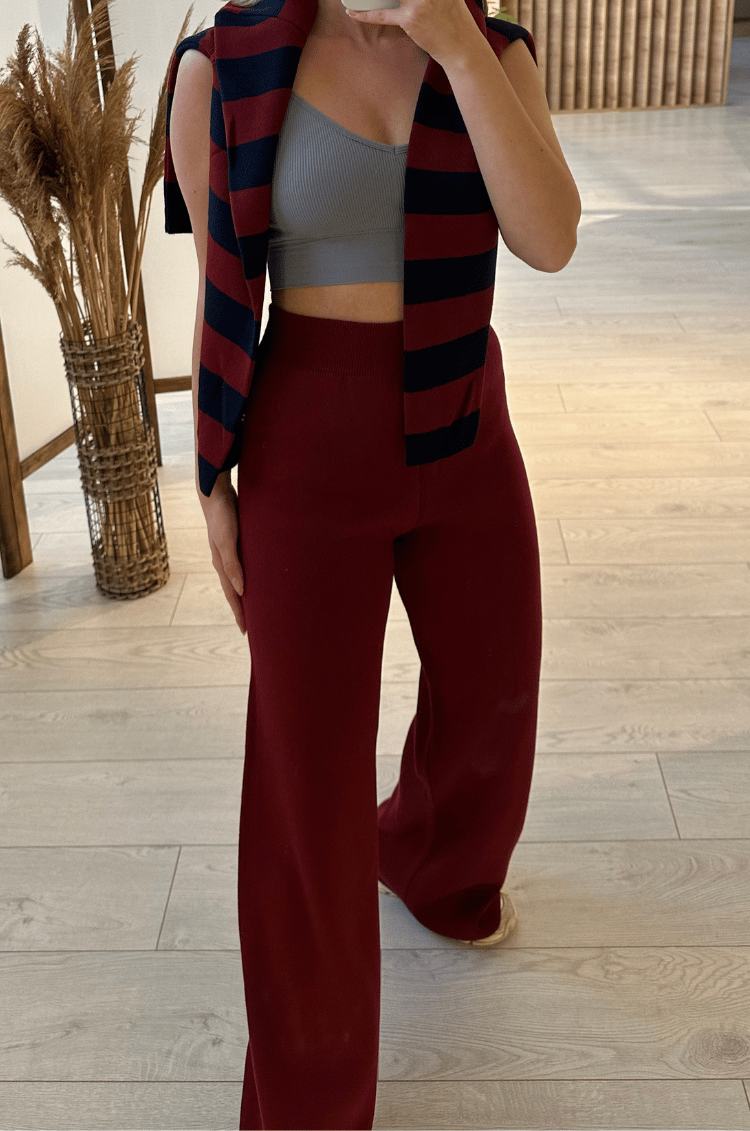 Basic Bordo Triko Pantolon