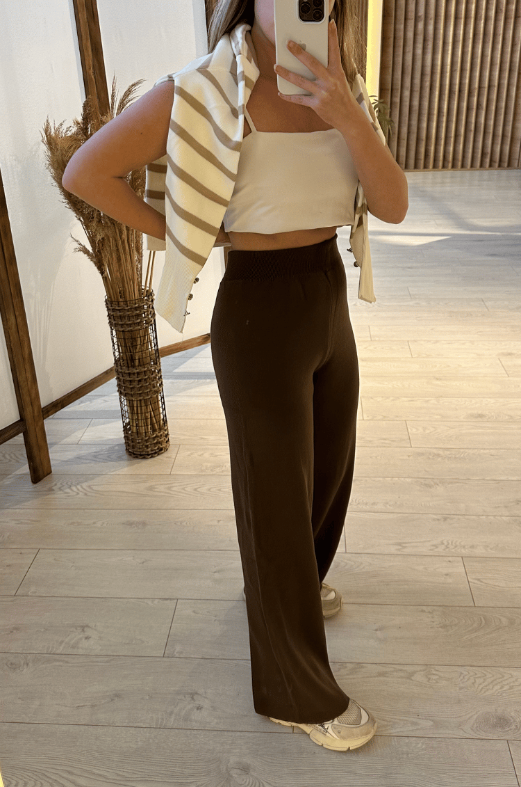 Basic Kahverengi Triko Pantolon