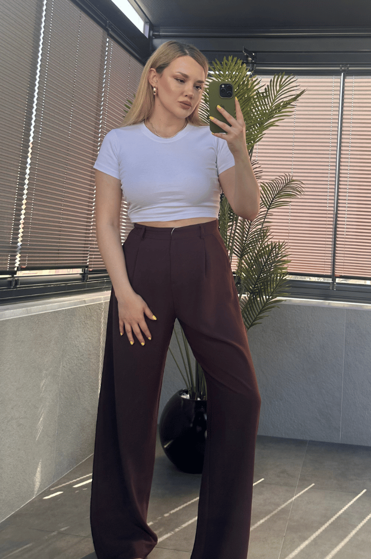 Beyaz Yarım Kollu Slim Basic Crop 