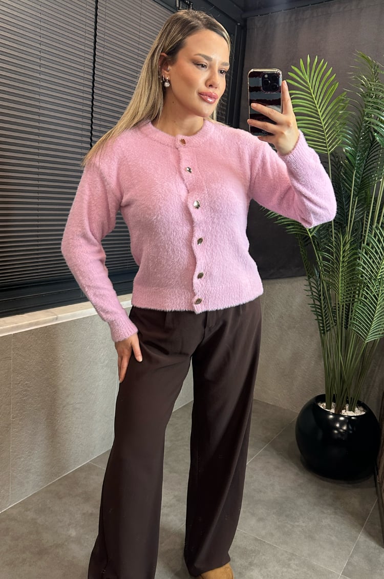 Pembe Premium Yumoş Hırka