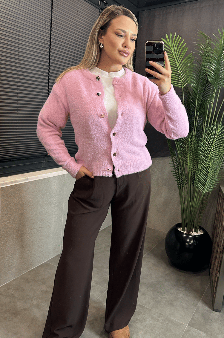 Pembe Premium Yumoş Hırka