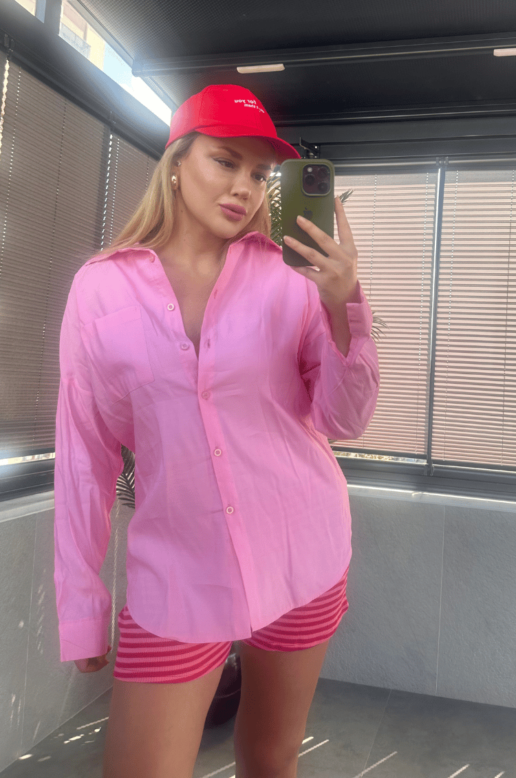 Pembe Tek Cepli Tensel Gömlek