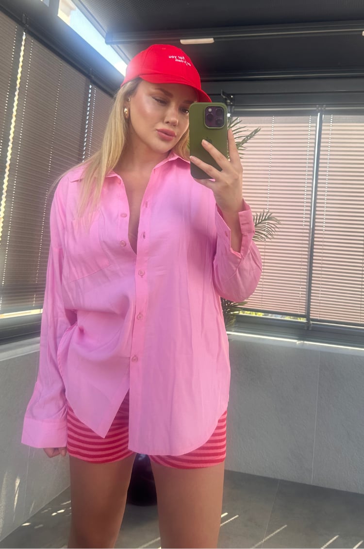 Pembe Tek Cepli Tensel Gömlek