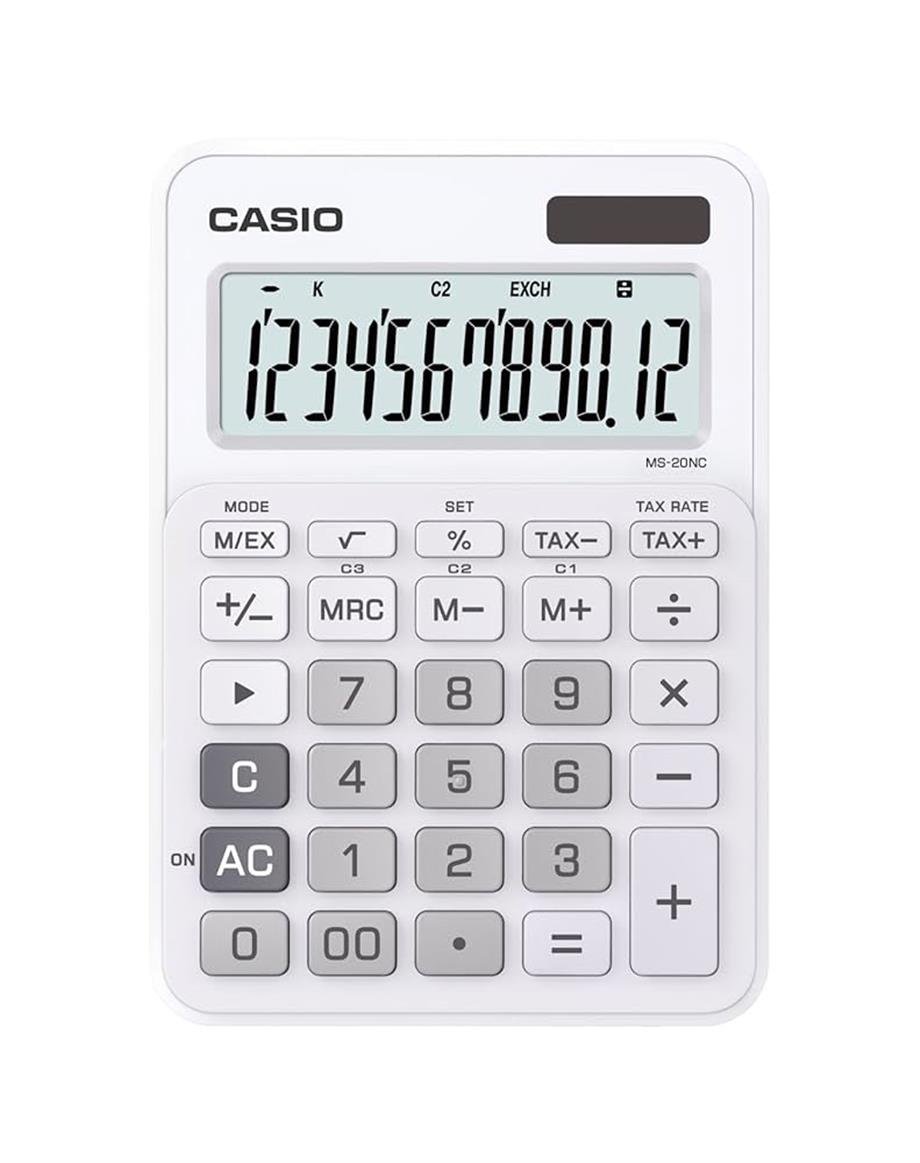 CASIO HESAP MAKİNESİ MASAÜSTÜ MS-20NC-WE 12 HANE