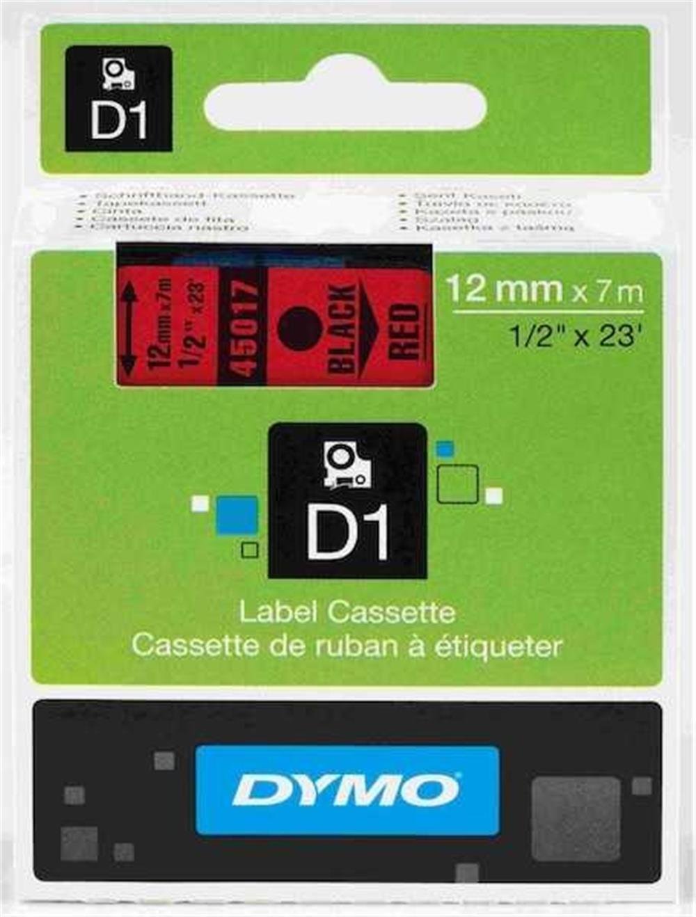 DYMO ŞERİT D1 12MMX7MT KIRMIZI/SİYAH 720570 45017