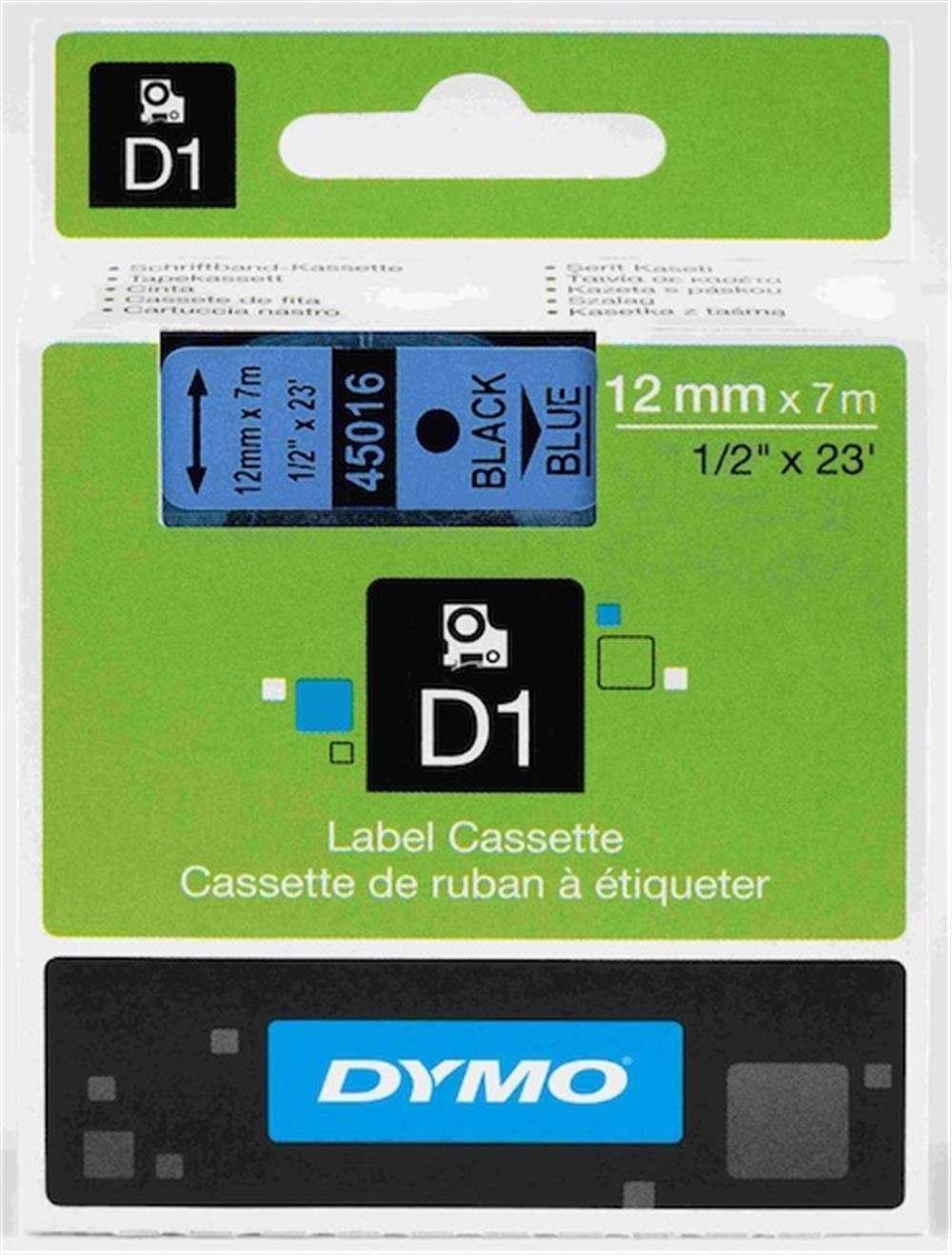 DYMO ŞERİT D1 12MMX7MT MAVİ/SİYAH 720560 45016