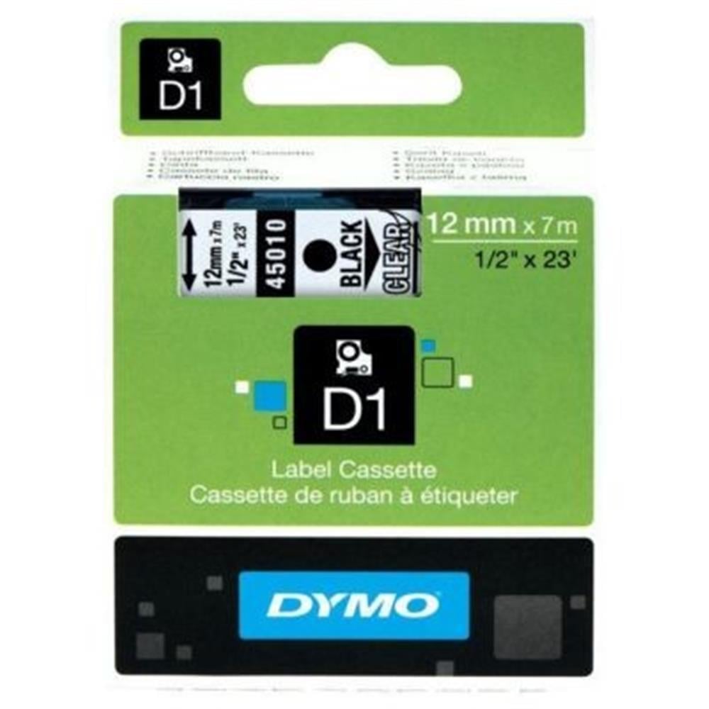DYMO ŞERİT D1 12MMX7MT ŞEFFAF/SİYAH 720500 45010