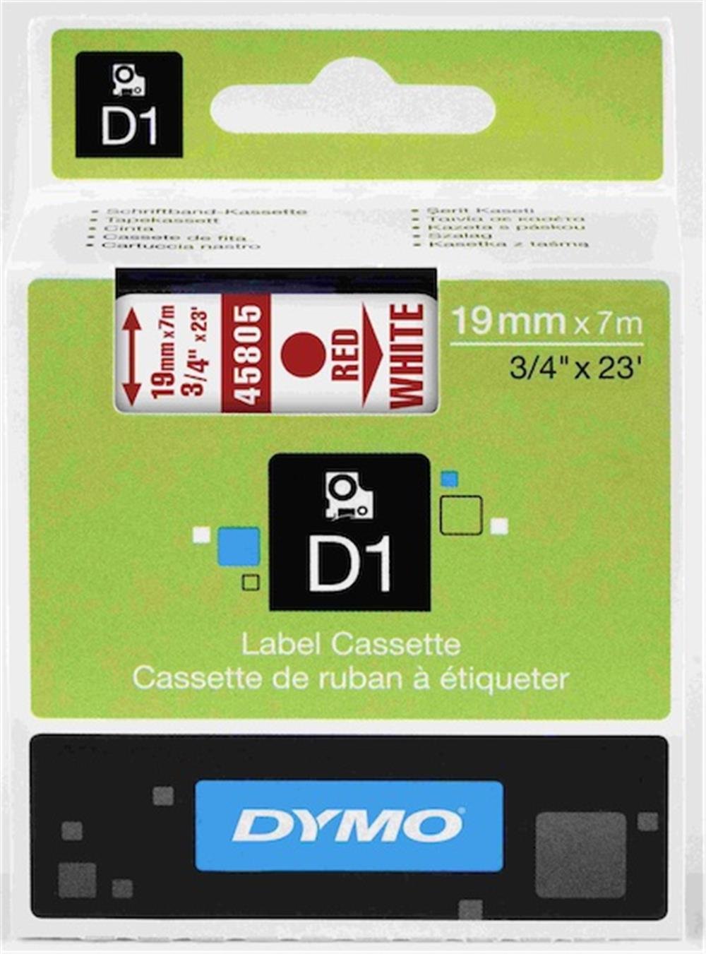 DYMO ŞERİT D1 19MMX7MT BEYAZ/KIRMIZI 720850 45805