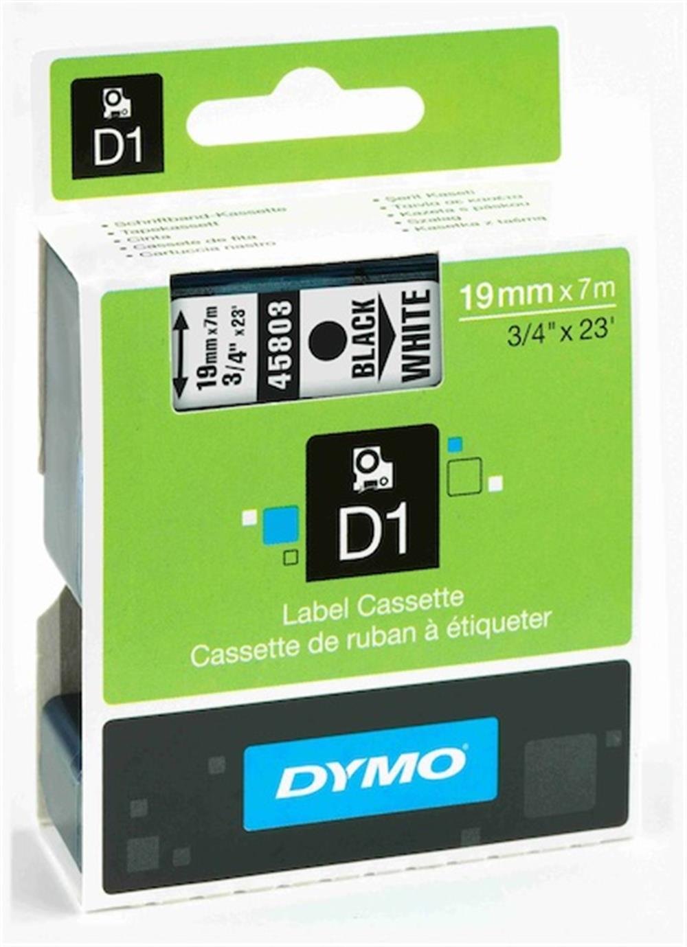 DYMO ŞERİT D1 19MMX7MT BEYAZ/SİYAH 720830 45803