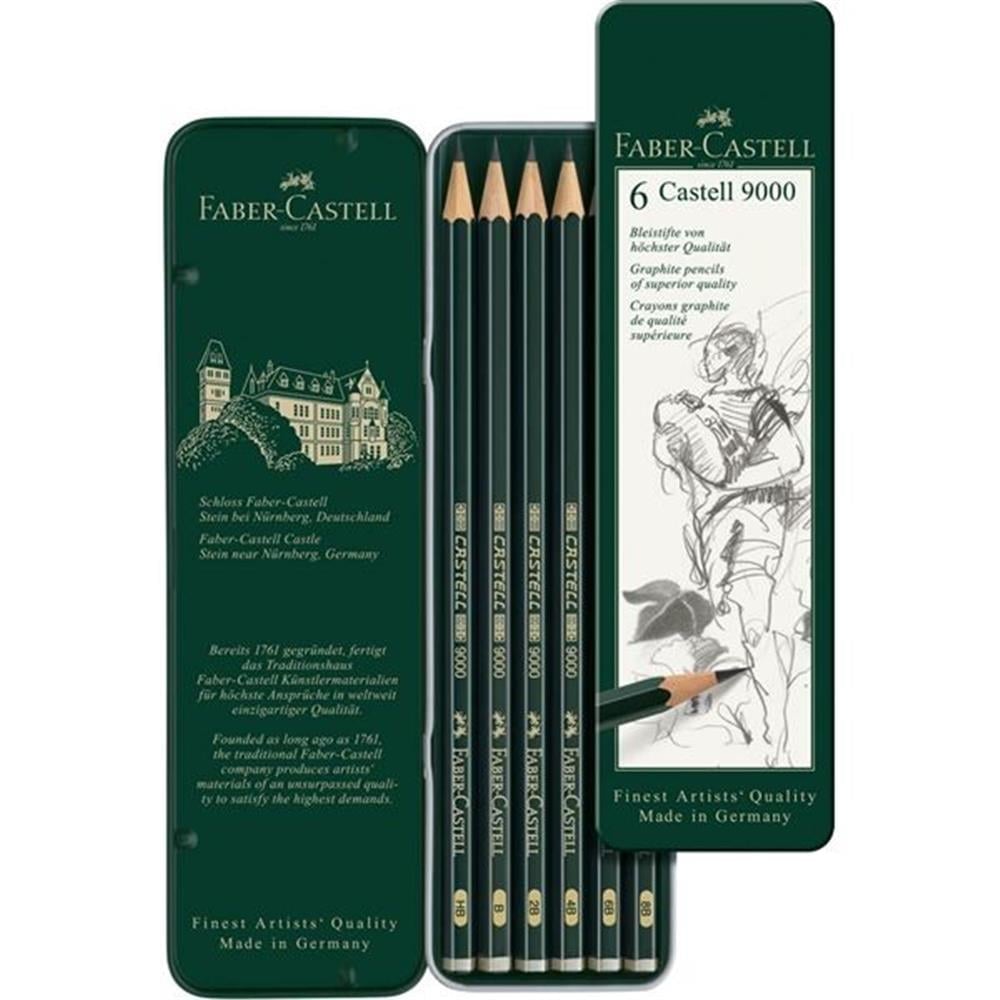 FABER CASTELL 6 LI KURŞUN KALEM DERECELİ 9000 SET