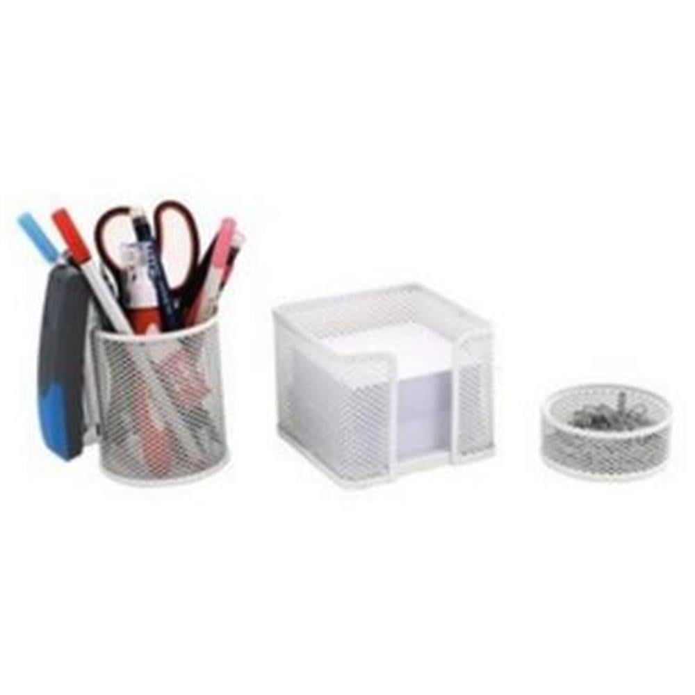 GLOBOX 6153 METAL OFİS SETİ KALEMLİK 3'LÜ BEYAZ