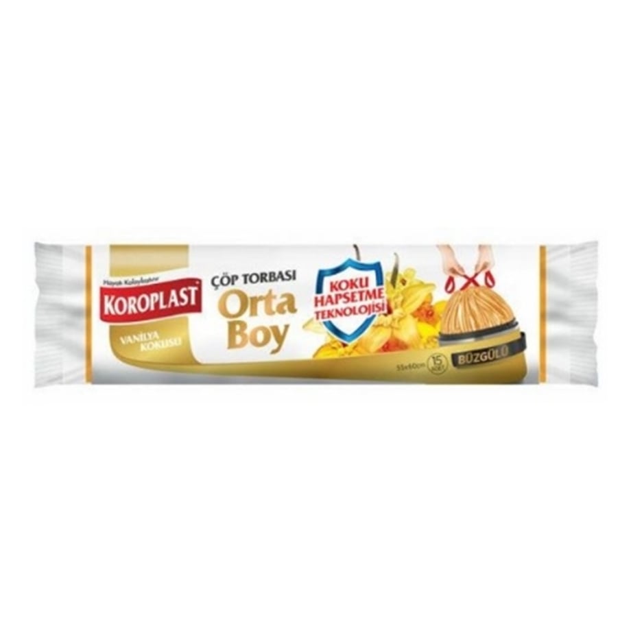 KOROPLAST ÇÖP TORBASI ORTA 55X60 BÜZGÜLÜ VANİLYA 10LU