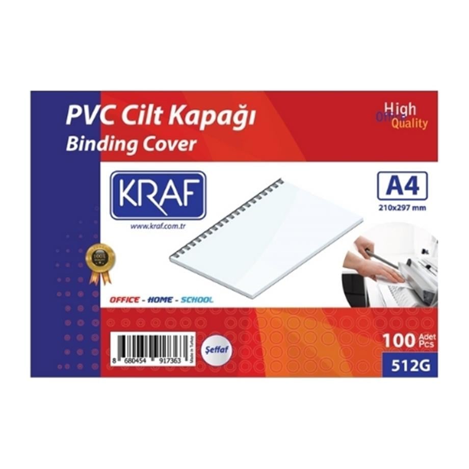 KRAF CİLT KAPAĞI A4 160 MİC. 100 LÜ ŞEFFAF 512G