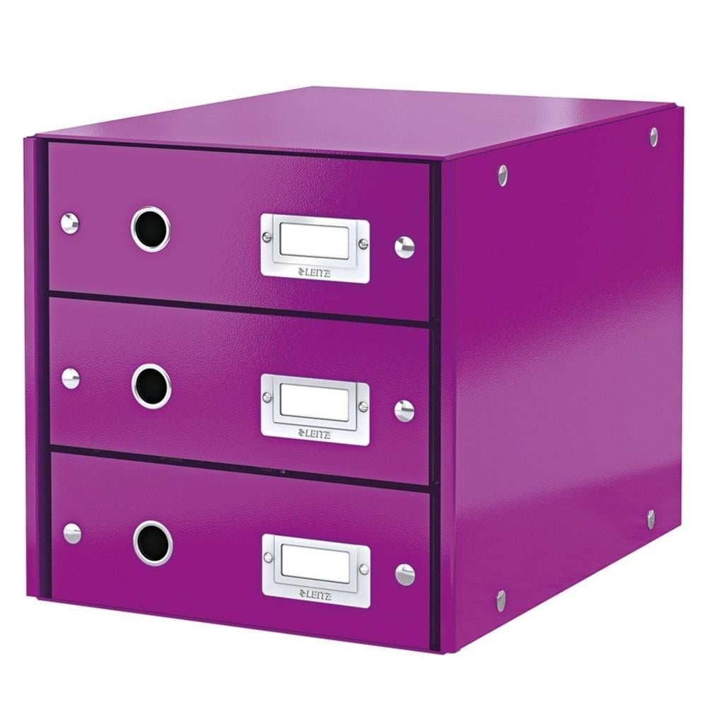 LEITZ WOW EVRAK RAFI 3 ÇEKMECELİ MOR L-6048